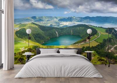 Beautiful lake of Sete Cidades, Azores, Portugal Europe
 Wall mural