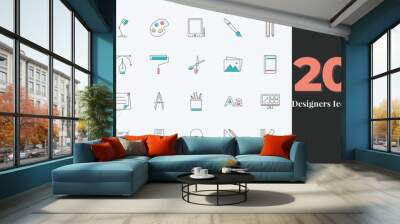 3D illustration Icon banner Wall mural