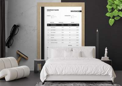 3D illustration Invoice template Wall mural