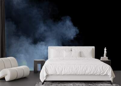 Abstract blue smoke misty fog on isolated black background. Texture overlays. Design element. Wall mural