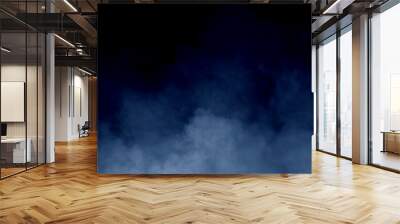 Abstract blue smoke misty fog on isolated black background. Texture overlays. Paranormal mystic smoke, clouds for movie scenes Wall mural