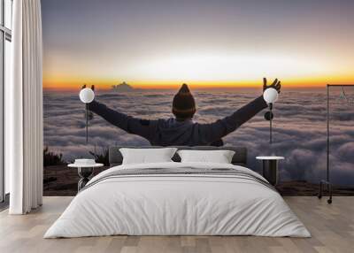 The joy of life on top of mountain Wall mural