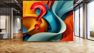 Abstract question mark among multi-colored shapes speaks to curiosity and the endless potential of imagination. Wall mural