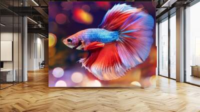 colorful betta fish in a bokeh background betta fish fish photography aquarium aquatic life Wall mural