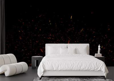 Colorful particles effect dust debris isolated on black background, motion powder spray burst texture. Wall mural