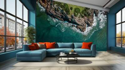 High view country coast. Wall mural