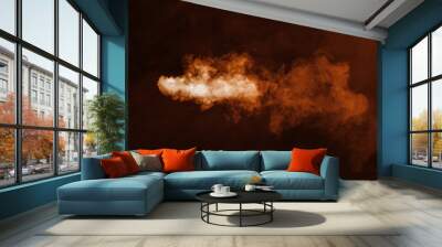 Explosion fire smoke on isolated background for text or space Wall mural