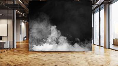 Fog and mist effect on isolated black background for text or space Wall mural