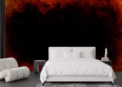 Frame of real fire flames burn motion smoke . Border isolated texture overlays. Film effect. Wall mural