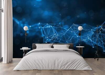 Futuristic abstract white web pattern on blue background ideal for diverse design projects Wall mural