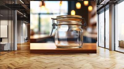 glass jar with handle on countertop in a restaurant Wall mural