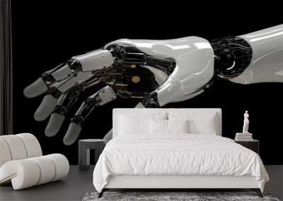 robot hand with joints, white metallic mechanical interior lines Wall mural