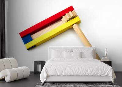 Judaism and religious holyday with wooden noisemaker or gragger (a traditional toy) for purim celebration holiday (jewish holiday) Wall mural