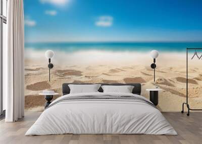 summer sandy beach with blur ocean on background Wall mural