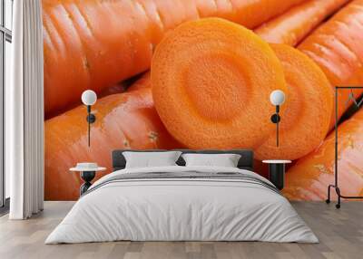 tasty ripe juicy carrots as background closeup Wall mural