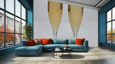 two glasses of champagne isolated on white Wall mural