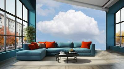 white clouds on a blue sky background Wall mural