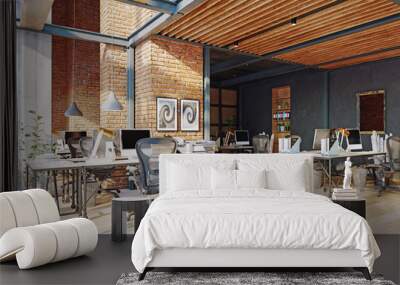 contemporary loft office Wall mural