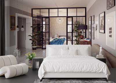 modern apartment interior. Wall mural