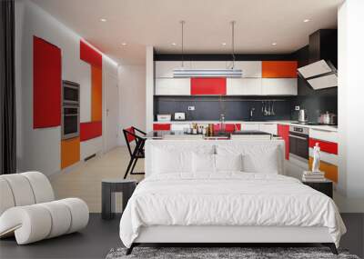 modern color kitchen interior. Wall mural