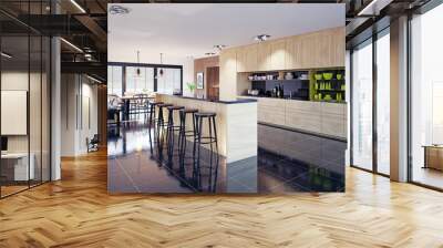 modern domestic kitchen interior. Wall mural