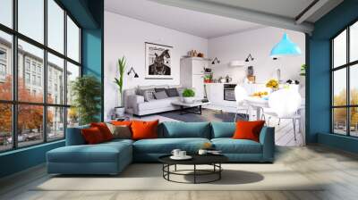 modern  living interior design. Wall mural