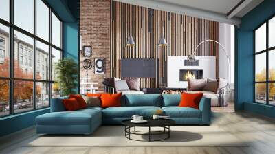 modern living interior. Wall mural