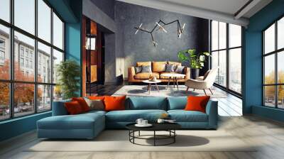 Modern living room design. Wall mural