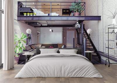 modern loft interior design. Wall mural