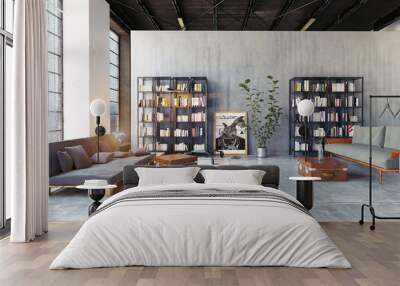 modern loft lving room. Wall mural