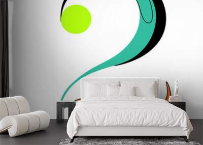 2 Number two in line art style vector illustration logo Wall mural