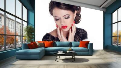 beautiful woman with evening make-up. jewelry and beauty. fashio Wall mural