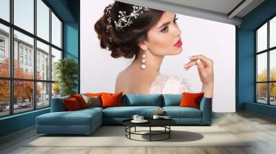 Beauty woman portrait. Wedding Hairstyle. Beautiful fashion brid Wall mural