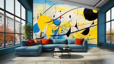 An abstract painting with multicolors and a circular design, in the style of post-war european art Wall mural