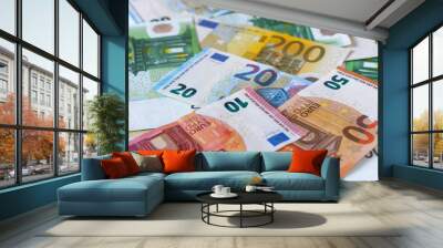 Banknotes of the euro isolated. Cash. Large bills. Wall mural