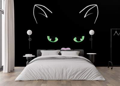 Black cat face Wall mural