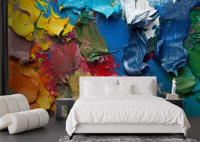 Chaotic multicolored paint smears Wall mural