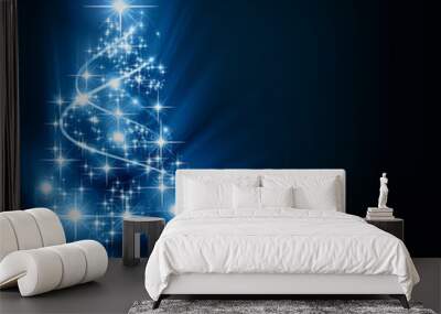 Christmas  blue tree Wall mural