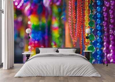 Colorful beads at a pride parade Wall mural