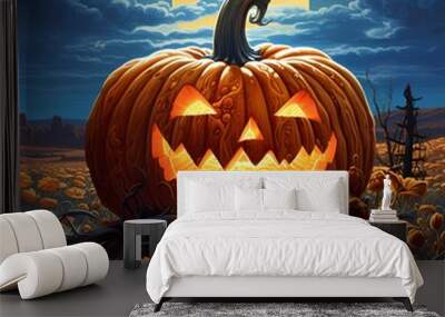 halloween pumpkin in the night Wall mural