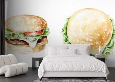 hamburger isolated on white Wall mural