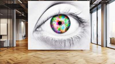 close-up of beautiful colorful human eye Wall mural