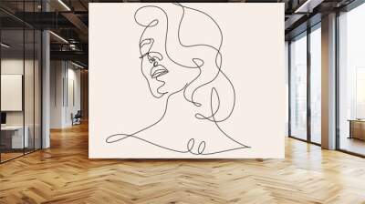 Line art woman face draw. elegant minimalist abstract women face for fashion illustration Wall mural