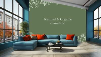 Natural and Organic Cosmetic. Herbs. Hand-drawn illustration of plants and objects. Ink. Vector Wall mural