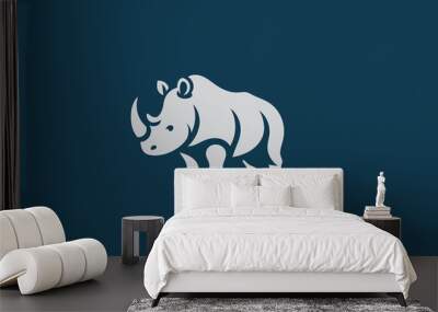 Rhinoceros. Beautiful modern logo. Monochrome, flat, vector illustration	 Wall mural