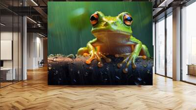 sad tree frog in the rain Wall mural