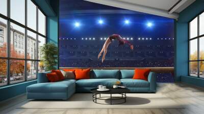 Female gymnast on professional arena. Wall mural