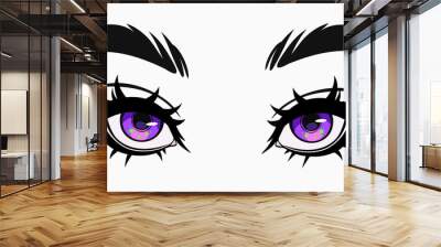 beautiful cute female eyes in cartoon style Wall mural