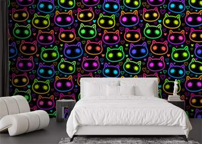 cute cartoon witchcraft cat bright seamless Wall mural