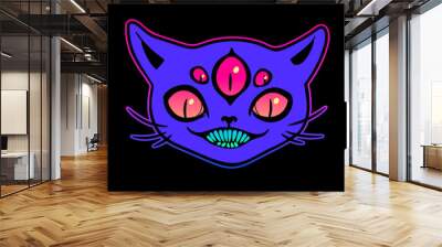 funny magical cat with creepy smile Wall mural